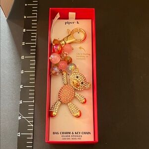 Piper Gold and Pink Bear Bag Charm